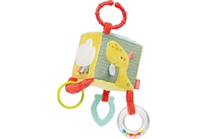 Fehn 051193 Activity-Würfel Happy Dino – Motorik-Spielzeug mit Greifelementen zum Aufhängen für Babys frühkindliche Entwicklung – Lernwürfel für Babys & Kleinkinder ab 0+ Monaten