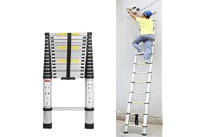 FEIDAK Teleskopleiter 4,4M Aluminiumleiter Klappleiter Ausziehleiter Mehrzweckleiter Rutschfester Stehleiter Tragbar Leichte Leiter Sprossenleiter 150 kg Belastbarkeit