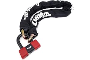 RADIKAL RK48100 Cadena Antirrobo Moto Premium + Candado Moto Disco Mini U ø13.5, 100cm Homologado Classe SRA, Robusto Antirobo Vesátil para Motocicleta, Scooter, Bici, Anclaje, Parking