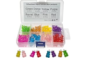 Nothers GZhaizhuan 80 Stück Bär Anhänger, Harz Gummibärchen Anhänger für DIY Halskette Armband Schlüsselanhänger Machen und Dekorationszubehör (8 Farben)