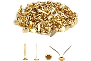 HCOVIV Lot de 200 Pinces à tête Ronde, Mini brads,Mini brads, Métal Attaches Broches Fendues pour Scrapbooking Craft Papier DIY Loisirs Créatifs Estampage Accessoires, Or