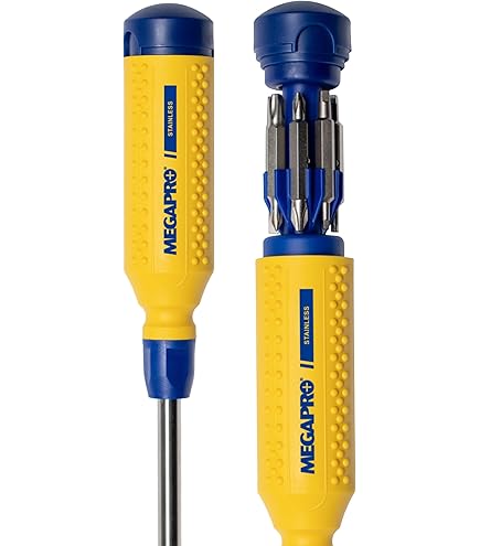 Megapro 15-in-1 Hi Vis Screwdriver - High Visibility Orange Multi Bit Tool USA Made