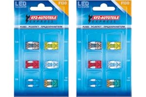 KFZ-AUTOTEILE EXPRESS LED-Status Mini KFZ Auto Sicherungen Flachsicherungen, TFNL0, Set, 3A 5A 7,5A 10A 15A 20A 25A 30A, Stromstärke:Set 24 Verschiedene
