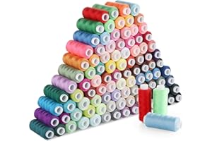Kit de Hilo de Costura Hilo de Poliéster,ilauke Hilos de Coser 100 Colores 250 Yardas Cada Carrete con 10 Agujas de Coser,2 Enhebradores,Tijeras de Hilo,Pelacables y Agujas de Perlas para Coser a Mano