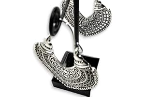 WORLD GOBLINS Pendientes Vintage Plata Hueco de Estilo Nacional Hippie. Llamativos en Forma de Corazón Hechos a Mano, Joyería Original Artesanal. Córdoba. España. Regalo Mujer (Óxido Corazón)