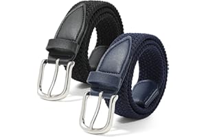 Kajeer Enfants Ceinture élastique tressée pour garçons filles - 2 pièces Ceinture tressée unisexe Ceinture en tissu stretch pour pantalons Jeans
