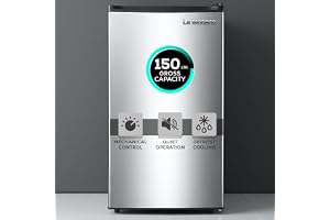 La Modano 150L Single Door Mini Fridge with Freezer, Compact Refrigerator for Home, Apartment & Office, Energy Efficient, Glass Shelves, Silver - LMR150D [Amazon Exclusive]