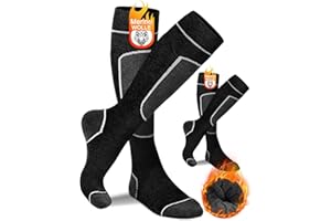 KEECOW 2 Pairs Pack Merino Wool Ski Socks Warm Performance Socks Thick Socks,for Skiing, Snowboarding, Outdoor Sports