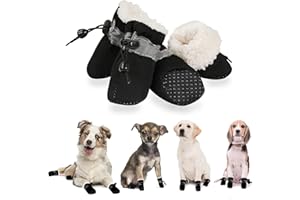 YAODHAOD Scarpe per cani, protezione per zampe, invernali, calde, comode, con suola morbida, antiscivolo, con cinghie riflettenti, per cani di piccola taglia (taglia 7: 6 x 5 cm (lunghezza x