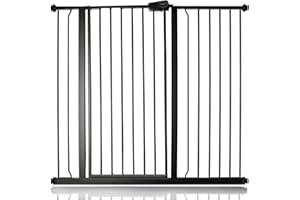 Bettacare Child and Pet Gate, 113.8cm - 121.4cm, Matt Black, Extra Tall Gate 104cm in Height, Pressure Fit Stair Gate, Baby Gate and suitable for Dog Gate or Pet Barrier, Easy Installation