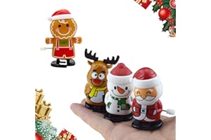 Norhogo 4 sztuki bożonarodzeniowych zabawek do naciągania, mechanizm zegarowy, zabawka do naciągania i skoków, zabawki do wciągania na Boże Narodzenie, dla dzieci, do naciągania piernika, do skarpet