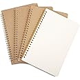 JIANTA 4 Pcs Squared Spiral Notebook A5, Graph Paper Notebooks, 100 Pages/50 Blank Sheets Kraft Cover Grid Wirebound Notebook Journal for Home School Office