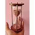 WAVE NAUTICAL Wooden And Brass 5 Minutes Sand Timer Hour Glass Clock Home Decor Ideal For Exercise, Tea Making, Study Table Decor, Antique Nautical Decor Theme (Height 6 Inches ) Hourglass Sand Timer Brass Sand Timer Antique Sand Clock Hourglass 5 Minutes for Gift Home Decore Handmade Sandtimer