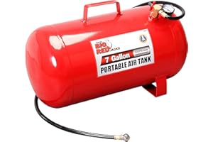 BIG RED Torin T88007 Réservoir d'air Portable Horizontal avec Tuyau de 41,5 cm et manomètre, capacité de 26,5 litres