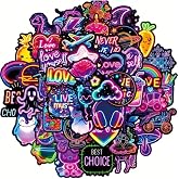 Ms Major Selection 50'Li Cartoon Neon Aesthetic Stickers, Sticker Set Laptop Notebook Tablet Sticker Seti