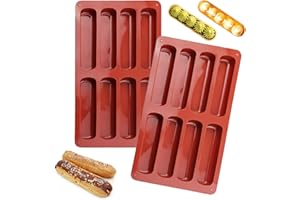 DAFENCAR Moule Barre de Céréales,2pcs Moule Silicone Rectangulaire,8 Cavités,Antiadhésifs,Faciles à Nettoyer,Moules à Barres pour Pain,Muffin,Barre Granola,Gâteau au Fromage,Savon (Rouge Sang de Boeuf)