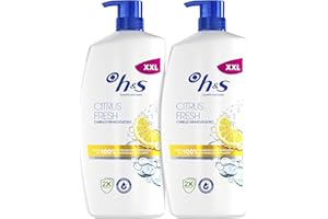 H&S Citrus Fresh Champú Anticaspa para Pelo Graso 2x1000ml, con Dispensador. Hasta 100% de Protección Anticaspa, Clínicamente Probado. Frescor y Limpieza con Aroma a Cítricos, New Version