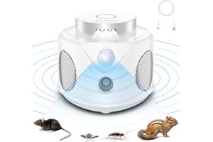 TIPTOP HOME Ultrason Souris et Rats, Repulsif Souris Ultrasons 360° Anti Souris avec Lumière LED Appareil Ultrason pour Nuisible Rongeurs Plug in Répulsif Intérieur Dispositif Anti Nuisible Cafards pour Jardin