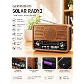 Solar G&uuml;neş enerjili Bluetooth USB Sd Kart Radyo MP3 &Ccedil;alar Nostaltik Radyo Evde Kampta Bah&ccedil;ede M&uuml;zik Kutusu 16x10cm
