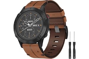 HATOLOVE Armband für Garmin Fenix 6X, Fenix 6X Pro, Fenix 5X, Fenix 5X Plus, Fenix 7X, Fenix 3, Fenix 3 HR, 26mm Echte Leder Ersatzarmband Quick-Fit Uhrenarmband für Garmin Enduro, Quatix 3, D2 Delta PX