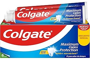 Colgate Protección Caries, Pasta de Dientes con flúor activo y calcio líquido, sabor menta - Pack 2 uds x 75ml