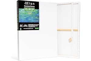 Elan Stretched Canvases 60x80 CM, 4-Pack Large Canvas for Painting 280 GSM, Triple Primed Large Stretched Canvas for Painting 60x80 CM
