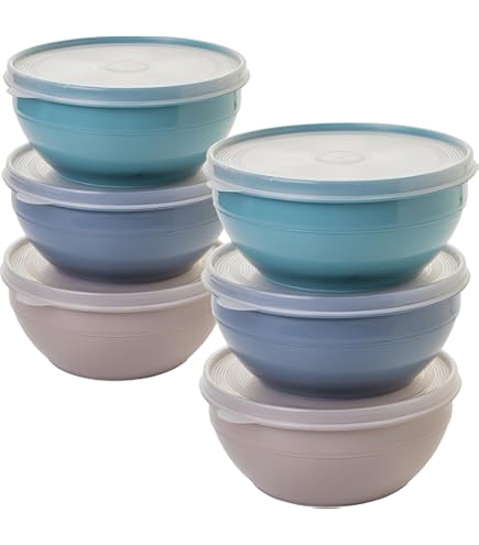 4er Set Schüsseln Mit Deckel 5L - Pastellfarben BPA-frei - Salat- & Rührschüsseln Aus Kunststoff