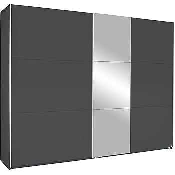Rauch Kronach Schwebetürenschrank mit Spiegel 2-türig, Grau-Metallic