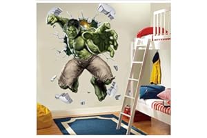 Amiiba 3D-Wandaufkleber mit Cartoon-Motiv "Breaking Through", 39 x 60 cm, für Kinderzimmer, Wohnzimmer, Wanddekoration (Hulk)