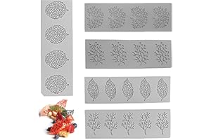 Gachiwar Molde de Silicona de Hoja,5 Pieza Molde de Silicona para Fondant,Molde de Impresión Artesanía de Azúcar para Decoración de Pasteles,Manualidades,Cocina,Chocolate