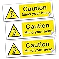 SAFESIGN (3 Pack) Mind Your Head Vinyl Sign Stickers 300 X 100mm - Safety Health Waterproof Vinyl Conforms to EN ISO 7010:2012
