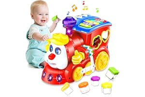 KAYSAITOY Baby Toys for 1 Year Old Boys Girls Train Crawling Baby Toys 6-12 12-18 Months Learning Educational Infant Toys with Light/Block/Music for Toddler Kids 1st Birthday Gifts Age 1 2 3 Years Christmas