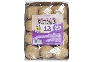 Suet To Go Insect Suet Balls Tray 12x85g - 12 Pack (85g per Suet Ball) - Premium Wild Bird Food