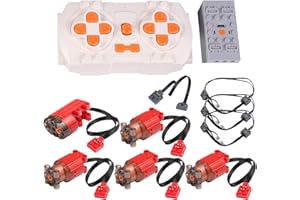 Scakbyer Set di 11 funzioni di alimentazione rosse aggiornate compatibili con Technic Car, include doppio telecomando APP, scatola batteria al litio, servomotore, 4 x L-motore, 3 x set di luci, cavo