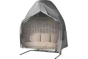 MEKOTRIN Egg Chair Cover, Outdoor Double Egg Chair Cover Waterproof 420D Oxford Fabric Windproof for Hanging Swing Chair with Zipper&Drawstring 230x200cm Grey for Garden Furniture