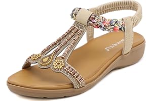 Meik Mangni Damskie sandały moda boho płaskie letnie cyrkonie otwarte palce wygodne sandały plażowe klapki 36-42 EU