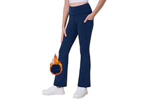 Desol Pantaloni termici da ragazza con tasche, pantaloni sportivi da yoga per adolescenti e leggings flared per sport, ideali da ginnastica e da jogging
