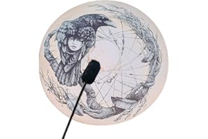 BestAlice Tambour Shaman, 25,4 cm, décoration arbre de vie, tambour à main avec bague, tambour de chaman instrumental, cadeau pour les amateurs de musique