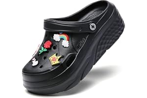 SECHRITE Platform Sabots pour Femme Tongs de Loisirs et vêtements de Sport Sabots de Sanitaire avec Charms Clogs de Wedge Tailles, 36-42 EU