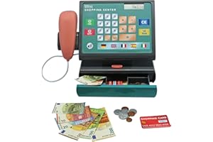 Tanner - Der kleine Kaufmann DEKO – Moderne Scannerkasse mit Scan- und Sprachfunktion inklusive Spielgeld (Abmessung 27 x 17 x 22 cm, Material Kunststoff)