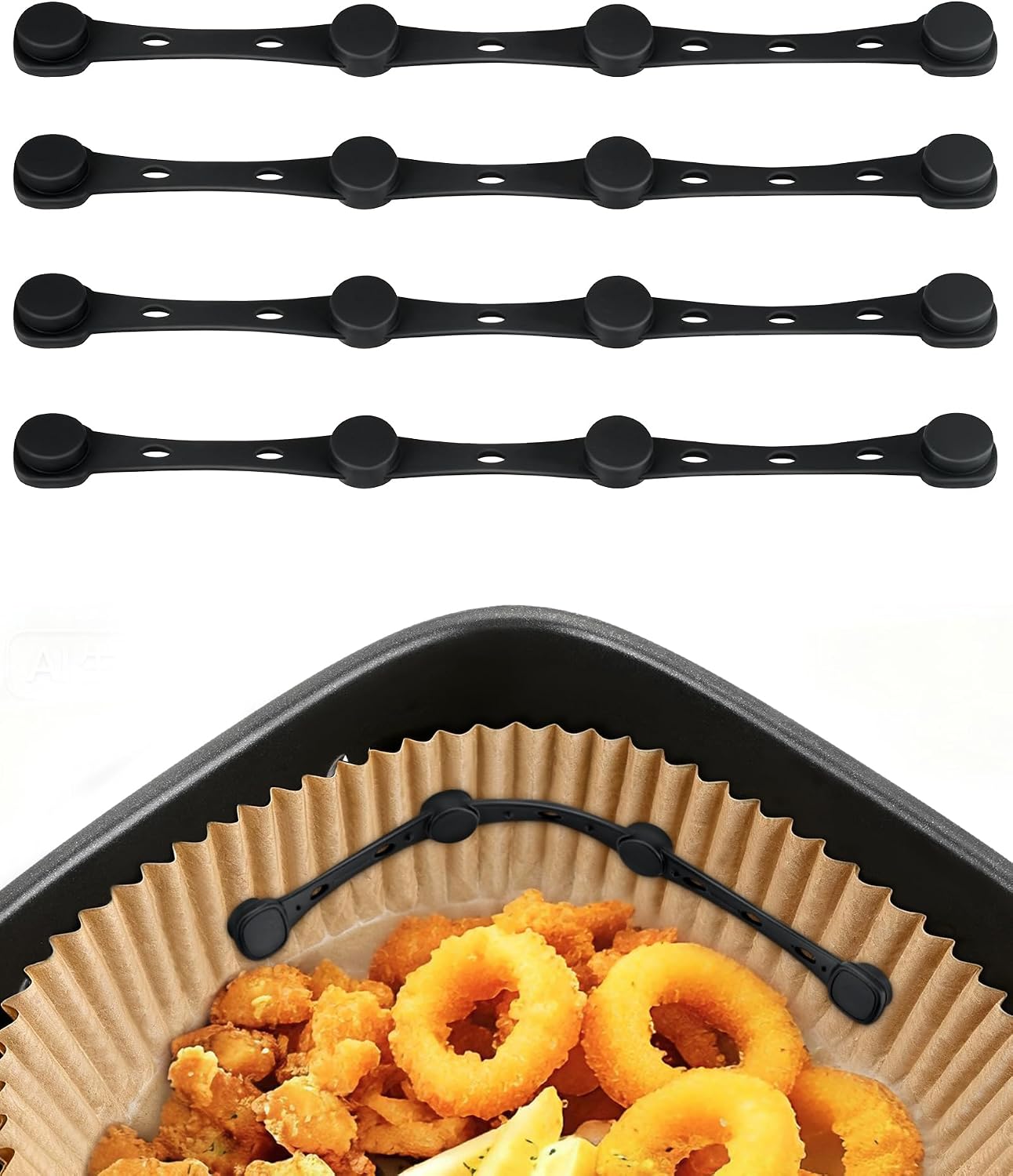 Imanes para Papel de Hornear Airfryer, Paquete de 4 Imanes de Silicona Evitan que el Papel para Hornear cubra los Alimentos, Accesorios para Freidora de Aire Caliente para Ninja, Philips, Cosori