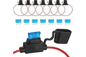 QIWUHAI 7 Stk 16AWG Sicherungshalter mit Draht, Kfz Auto Sicherungshalter Kupferkabel mit 15A Kfz Sicherungen, Inline Flachsicherung Halter, Flachsicherungen für Auto/Lkw/Motorrad Sicherungshalter