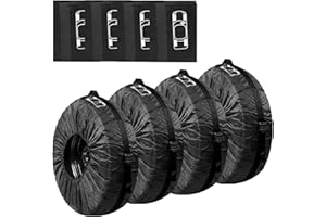 PRITOK Lot de 4 sacs à pneus de 19-23 pouces - Housse de protection pour pneus étanche à l'eau et à la poussière - Pour le stockage, le transport, la protection solaire et le nettoyage - Noir