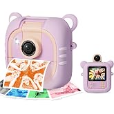 ARNSSIEN Instant Children's Photo Camera 2.4 Inch Instant Camera Lens 180&deg; | 1080P Instant Printing, 7 Papers (4 Col: O/R/V/B
