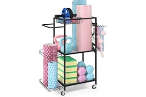 LIANTRAL Dumbbell Rack with Yoga Mat Storage, Gym Workout Equipment Storage Rack, Multifunctional Metal Weight Rack for Yoga Mat, Fascia Roller and Yoga Block, Black