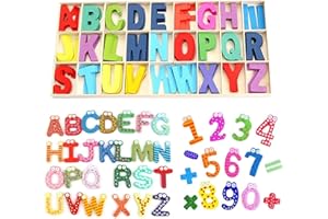 Smavles Holzbuchstaben 171 Stück Magnetbuchstaben und Zahlen Kühlschrankmagnete Buchstaben Kid Holzspielzeug Lernspielzeug Handwerk Holz Buchstaben Für Kunsthandwerk DIY