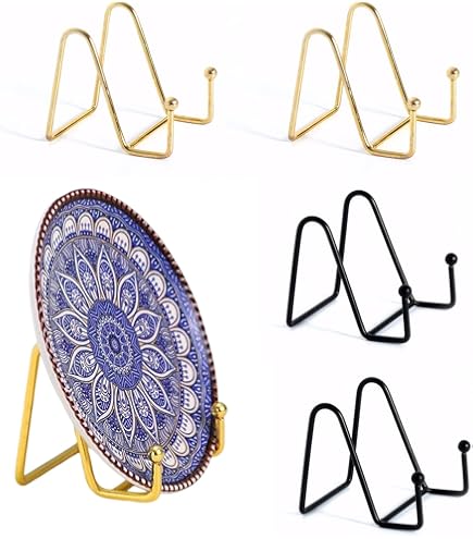 Hetoco 15,2 cm gouden ijzeren bordstandaard, schildersezel, displaystandaard voor borden, afbeeldingen, foto's en meer, 4 stuks Hetoco 15,2 cm gouden ijzeren bordstandaard, schildersezel, displaystandaard voor borden, afbeeldingen, foto's en meer, 4 stuks