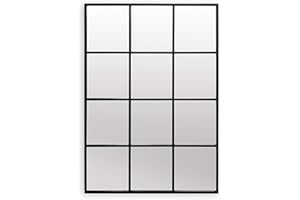 Antic by Casa Chic - Espejo de Pared con Forma de Ventana Rectangular - Marco Sólido - 90x60 cm - Metal Galvanizado – Negro