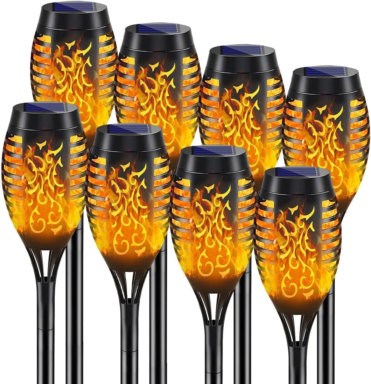KALAHOL Solar Lights Outdoor Garden, 52CM Tall, Solar Flickering Dancing Flame Lights, Dusk to Dawn Auto On/Off, IP65 Waterproof, Solar Torch Lights for Pathway Patio Yard Garden (8 Pack)