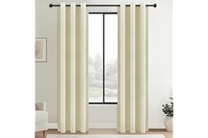 ‎MRTREES MRTREES Verdunkelungsvorhänge mit Ösen, 90 Zoll Tropfen, Creme Thermovorhänge für Wohnzimmer Schlafzimmer, 2 Bahnen Fensterbehandlung 117x228 cm 46x90 Zoll Creme Beige